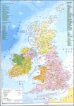 Planisfero 133-Gran Bretagna carta murale fisico un lato politico l'altro cm 100x140
